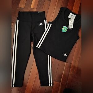 Adidas Black and White Sportswear Set